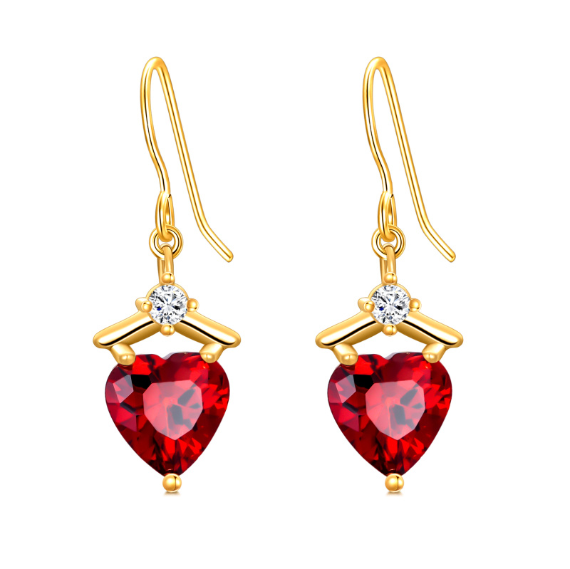Boucles d'oreilles pendantes en or 18 carats avec zircon cubique en forme de cœur, pour femmes et meilleures amies-1