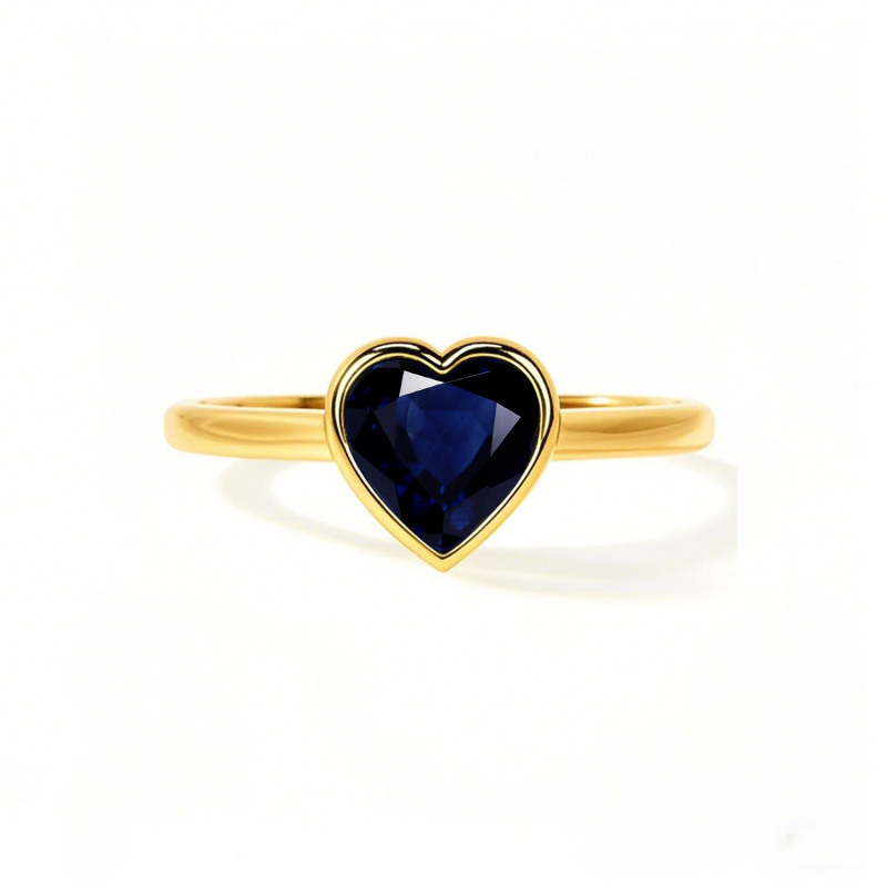 Anillo de compromiso personalizado con corte corazón en oro de 10 quilates y anillo de aniversario con gema.-1