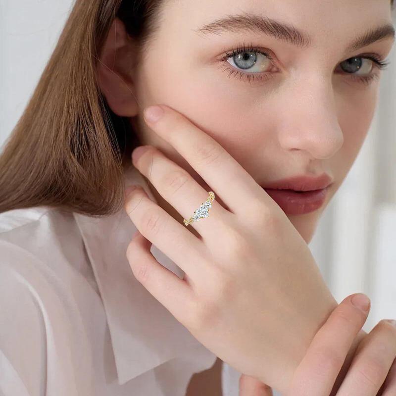 Bague de fiançailles en or 10K avec moissanite taillée en cœur-2