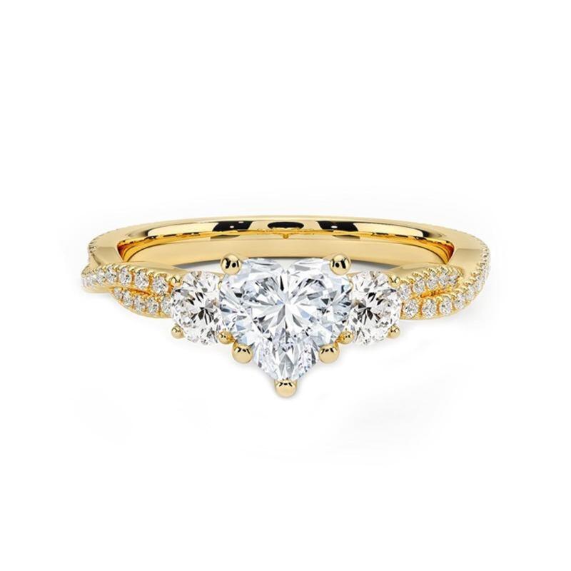 Bague de fiançailles en or 10K avec moissanite taillée en cœur-1