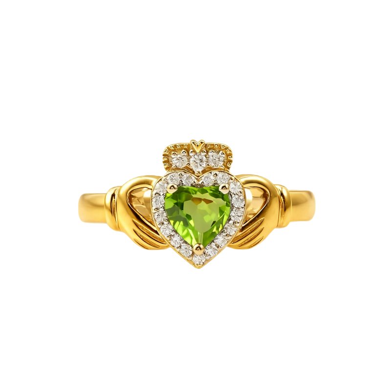 10K Gold 1 Karat Peridot im Herzschliff, individueller Ring-1