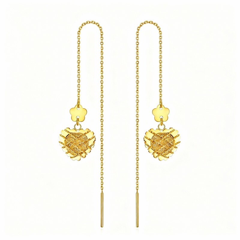 Boucles d'oreilles pendantes en forme de cœur en or 18 carats-1