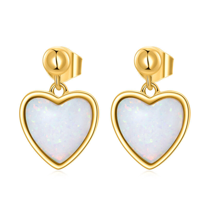 Boucles d'oreilles pendantes en forme de cœur en or 10 carats-1
