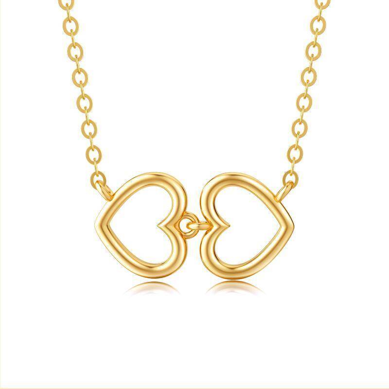 18K Gold Heart Interlocking Pendant Necklace For Women-1