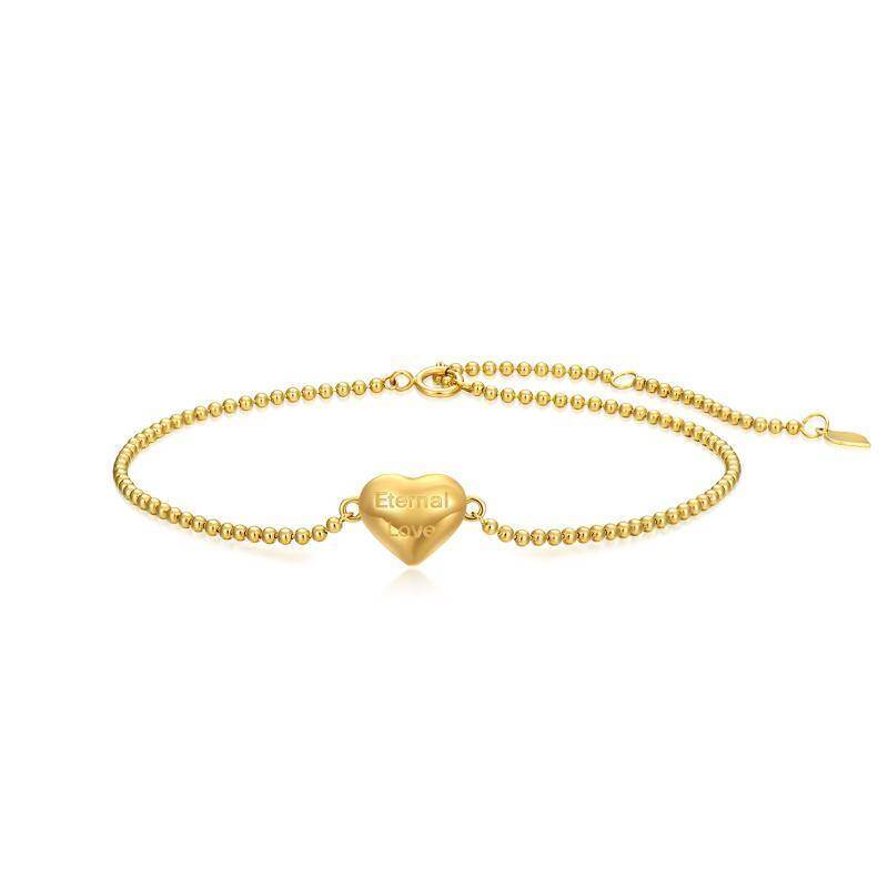 Pulsera de cuentas de metal con forma de corazón de oro de 10 quilates-1