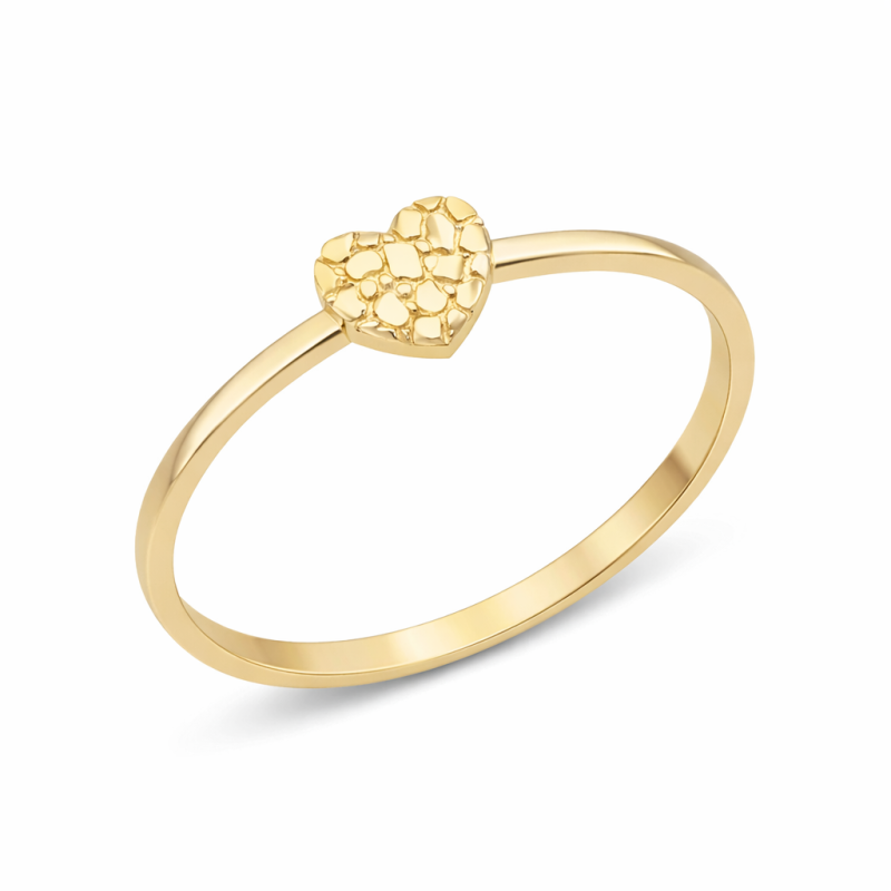 Anillo de pepita en forma de corazón de oro de 14 quilates-3