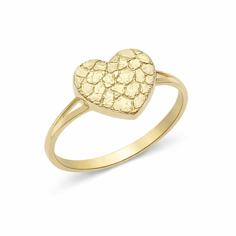 Anillo de pepita en forma de corazón de oro de 14 quilates-3