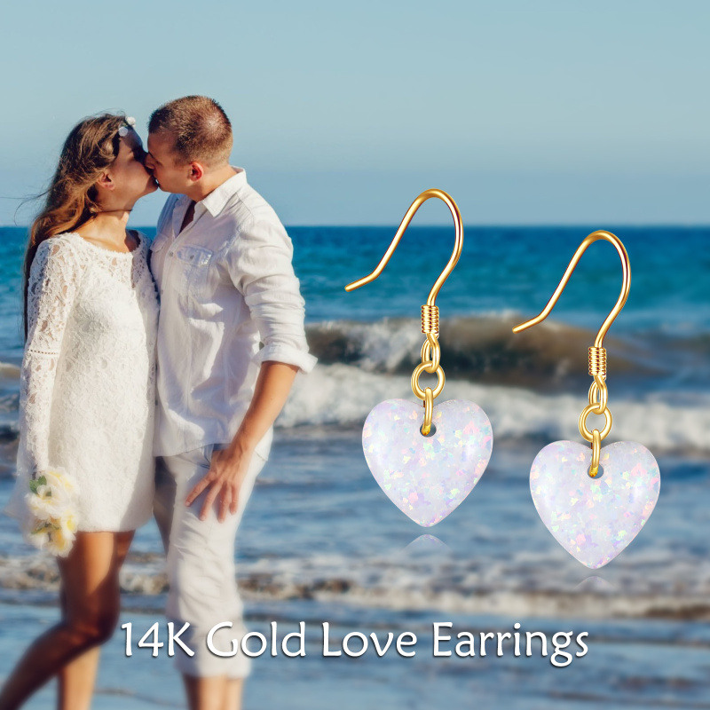 Boucles d'oreilles pendantes en or 10 carats avec opale en forme de cœur-6