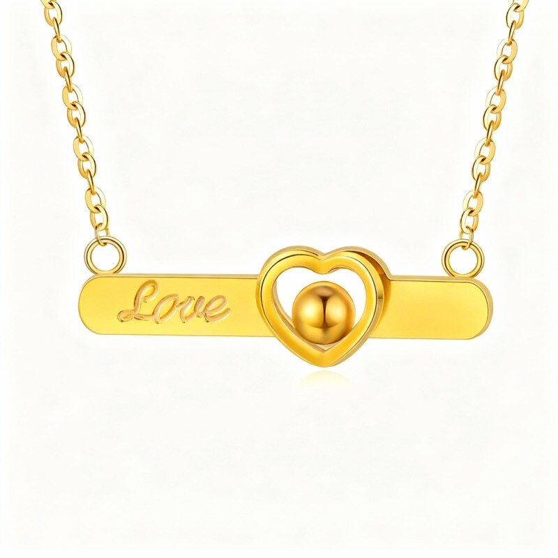 Collar con colgante de corazón de oro de 18 quilates-1