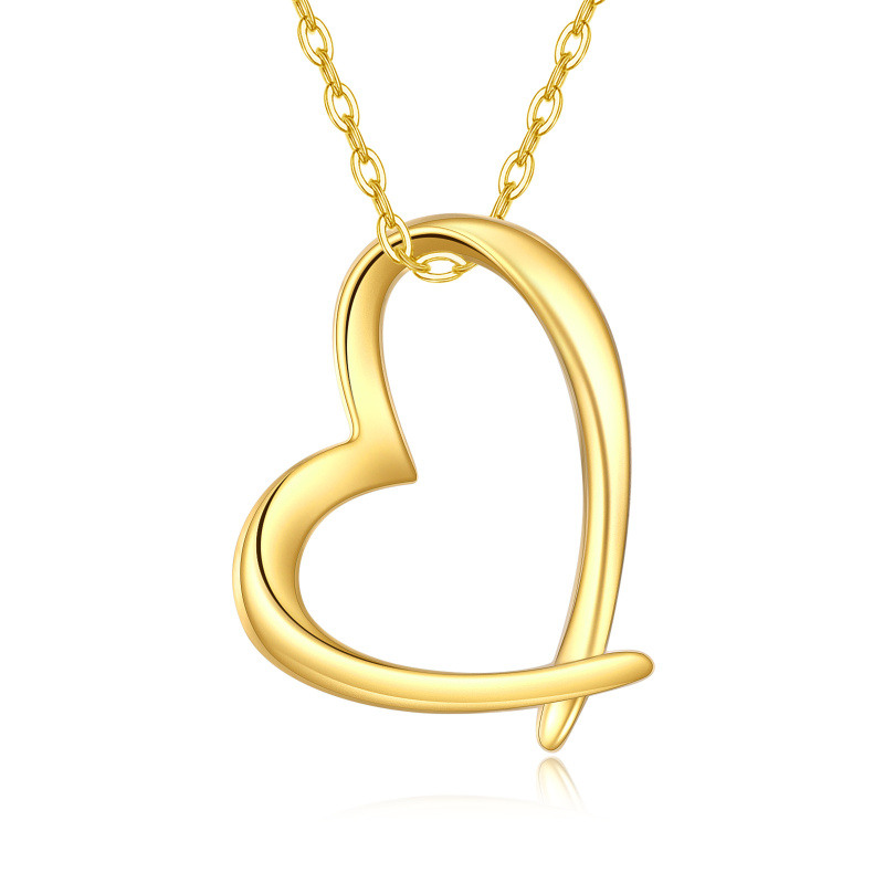 Collar con colgante de corazón de oro de 10 quilates-1