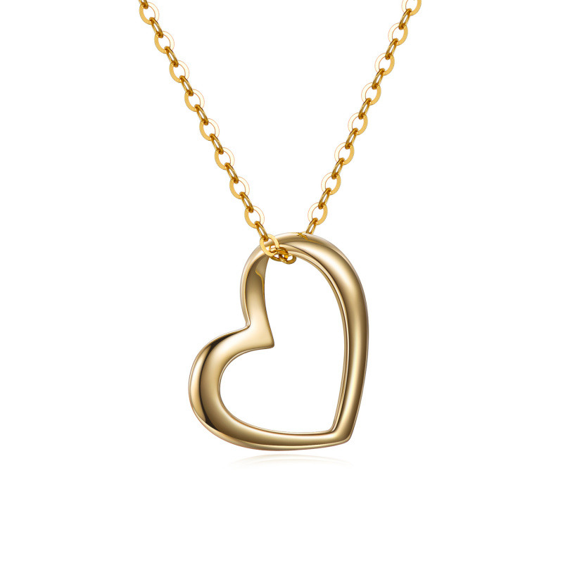 Collar con colgante de corazón de oro de 14 quilates-1