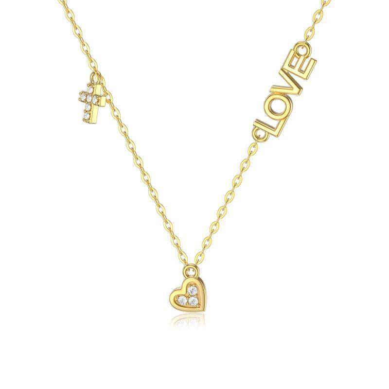 Collar con colgante de corazón de oro de 9 quilates-1