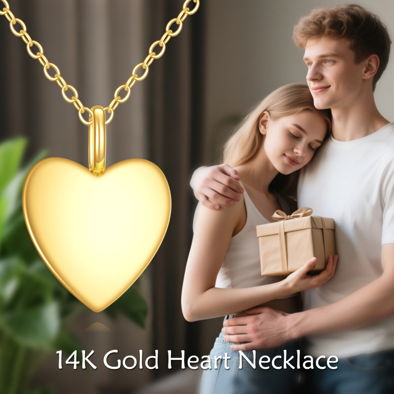 Collar con colgante de corazón de oro de 14 quilates-5