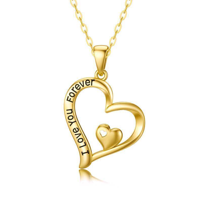 Collar con colgante de corazón de oro de 10 quilates-1