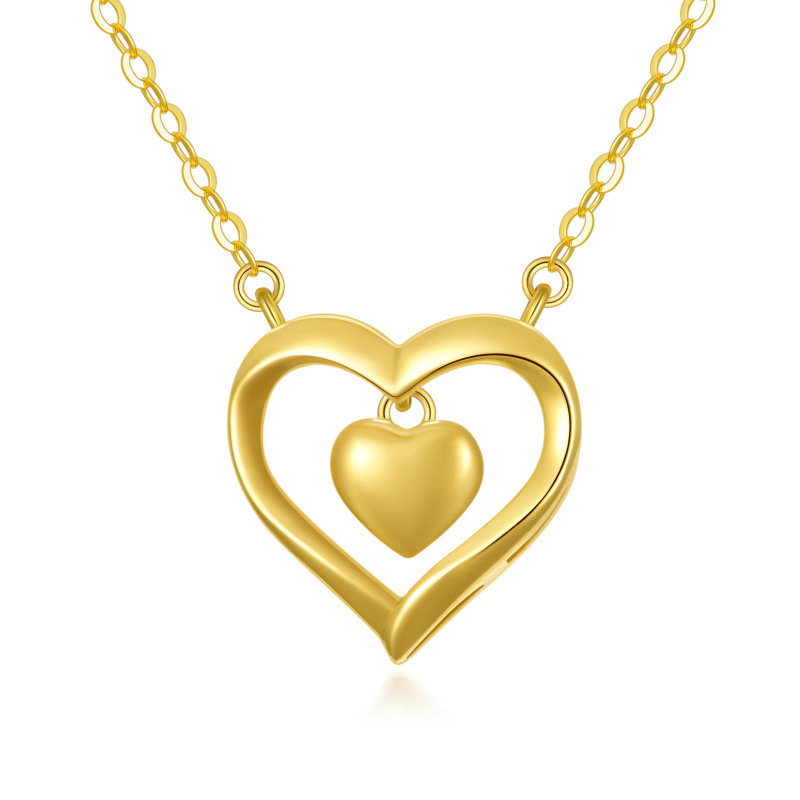 10K Gold Heart Pendant Necklace-1