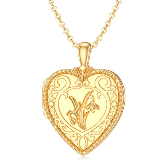 10K Gold Heart Personalized Photo Locket Necklace