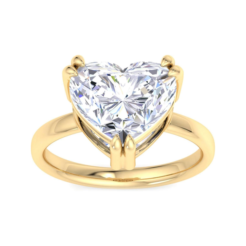 10K Gold Heart Shaped Lab Created Diamond Custom Personalized Engraving & Heart Ring G-H Color 3EX IGI Certified-1