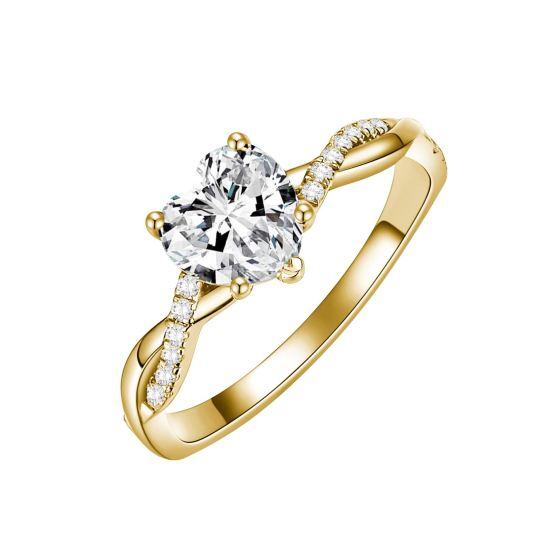 10K Gold Heart Shaped Moissanite Personalized Engraving & Infinity Symbol Engagement Ring