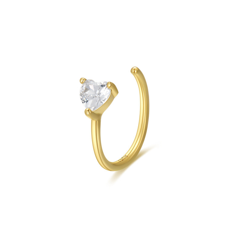 Anillo nasal de ópalo en forma de corazón de oro de 10 quilates-1
