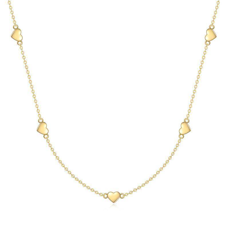 Gargantilla apilable con forma de corazón de oro de 14 quilates-1