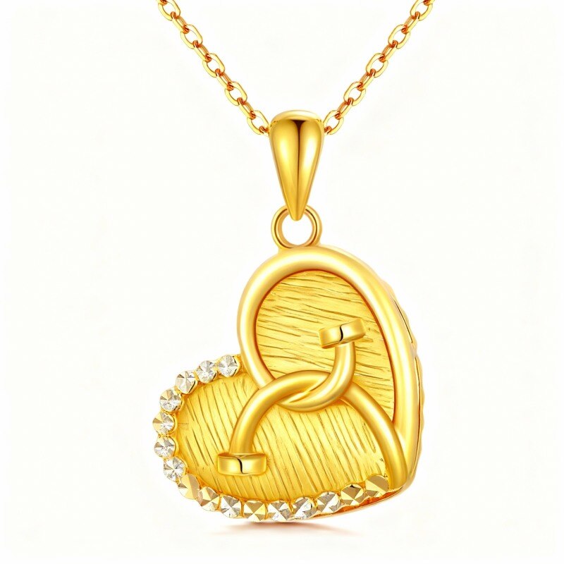 Collar con colgante de corazón y estetoscopio de oro de 10 quilates-1