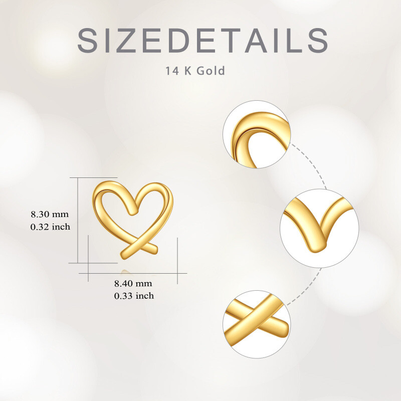 14K Gold Heart Stud Earrings-5