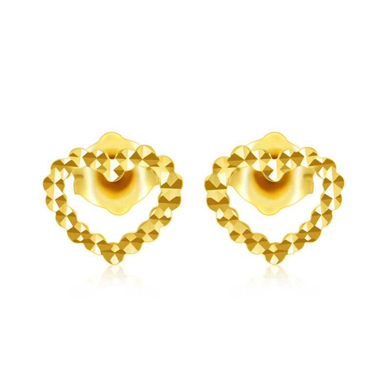 Pendientes de corazón de oro de 10 quilates-1