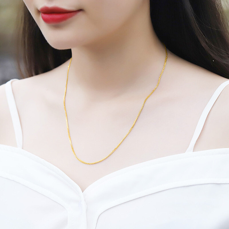 14K Gold Herz Weizen Kette Halskette-2
