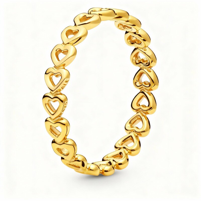 Bague en or 14 carats en forme de cœur-1