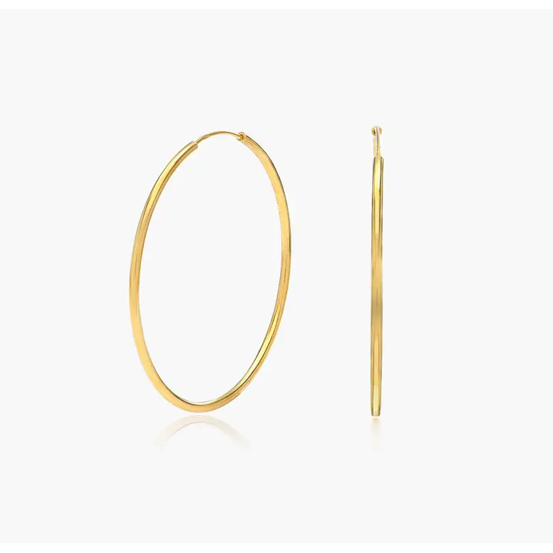 Boucles d'oreilles créoles en or 14 carats pour femmes-1