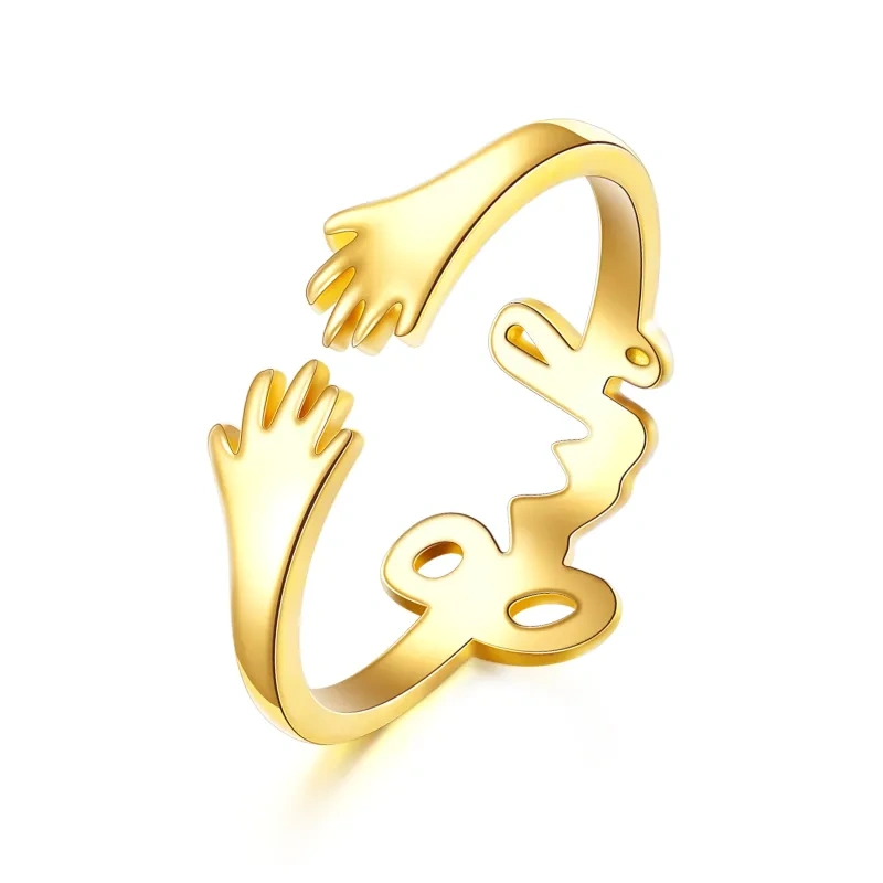 Anillo abierto tipo abrazo de oro de 10 quilates-1