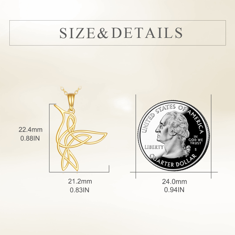 10K Gold Hummingbird & Celtic Knot Pendant Necklace-5