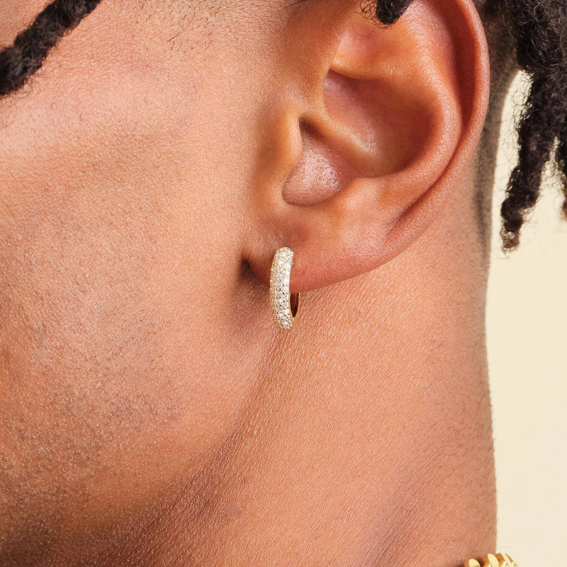 Boucles d'oreilles en cercle en or 14K à effet givré-2