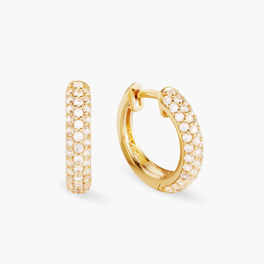 10K Gold Iced Out Circle Hoop Earrings