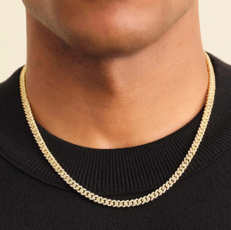 10K Gold Iced Out Cuban Link Kette für Herren 5mm-2