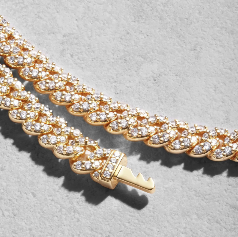10K Gold Iced Out Cuban Link Kette für Herren 5mm-3