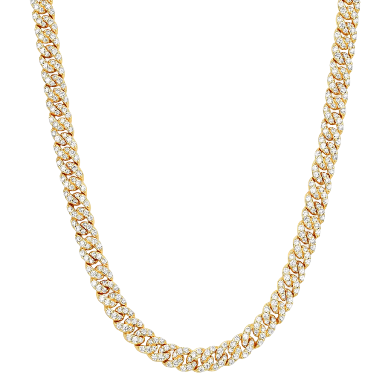 10K Gold Iced Out Cuban Link Kette für Herren 5mm-1