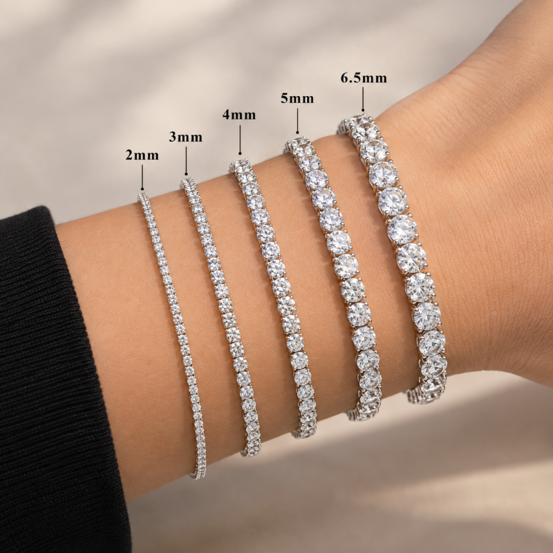 14K Gold Iced Tennis Chain Bracelet 2mm-4