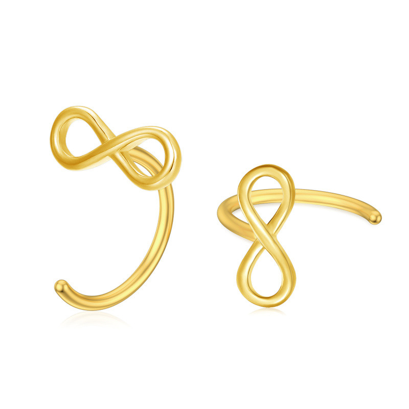 Pendientes colgantes con el símbolo del infinito en oro de 14 quilates-1