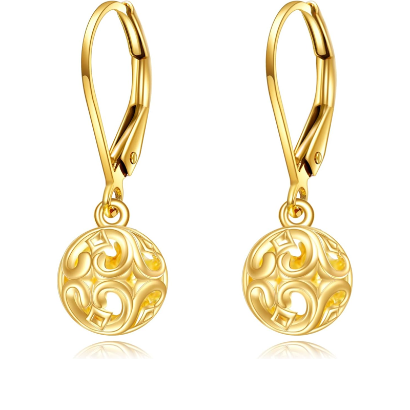 Ohrhänger mit Efeu- und Kugelmotiv aus 10-karätigem Gold für Damen-1