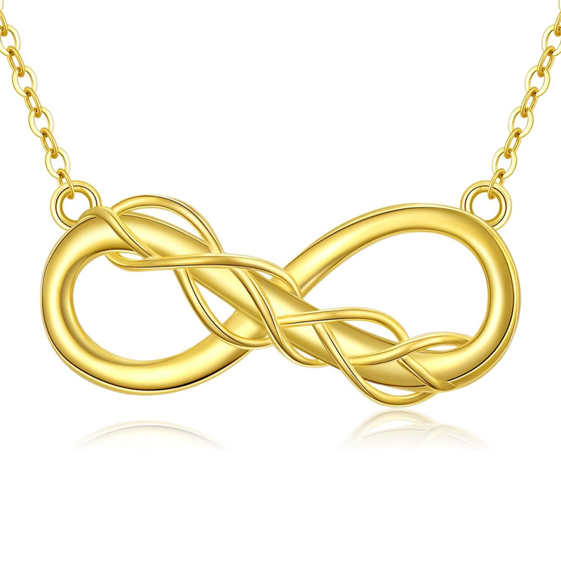 Halskette aus 18-karätigem Gold mit Efeu- und Unendlichkeitssymbol für Damen-1
