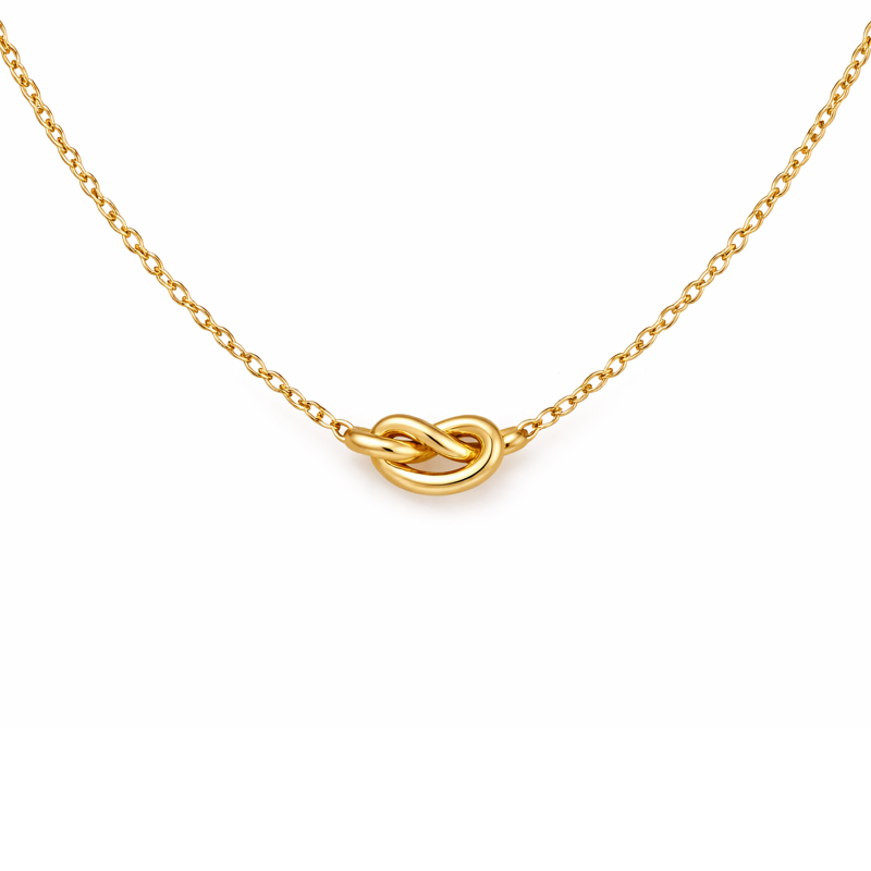 Collar con colgante de nudo de oro de 10 quilates-1