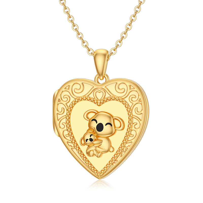 Naszyjnik z personalizowanym zdjęciem koali ze złota 18K-1