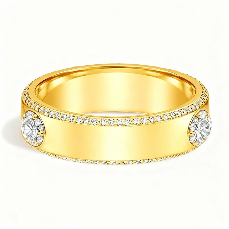 Bague de mariage personnalisée en or 14 carats avec diamant de laboratoire, couleur D, pureté VVS, 3EX-1