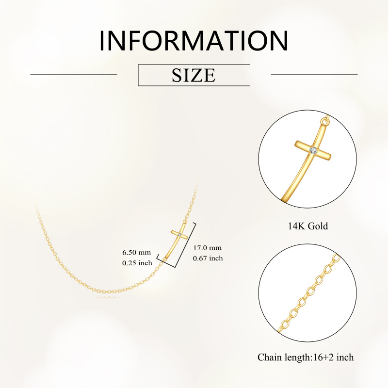 14K Gold Laboratory Diamonds Cross Pendant Necklace-4