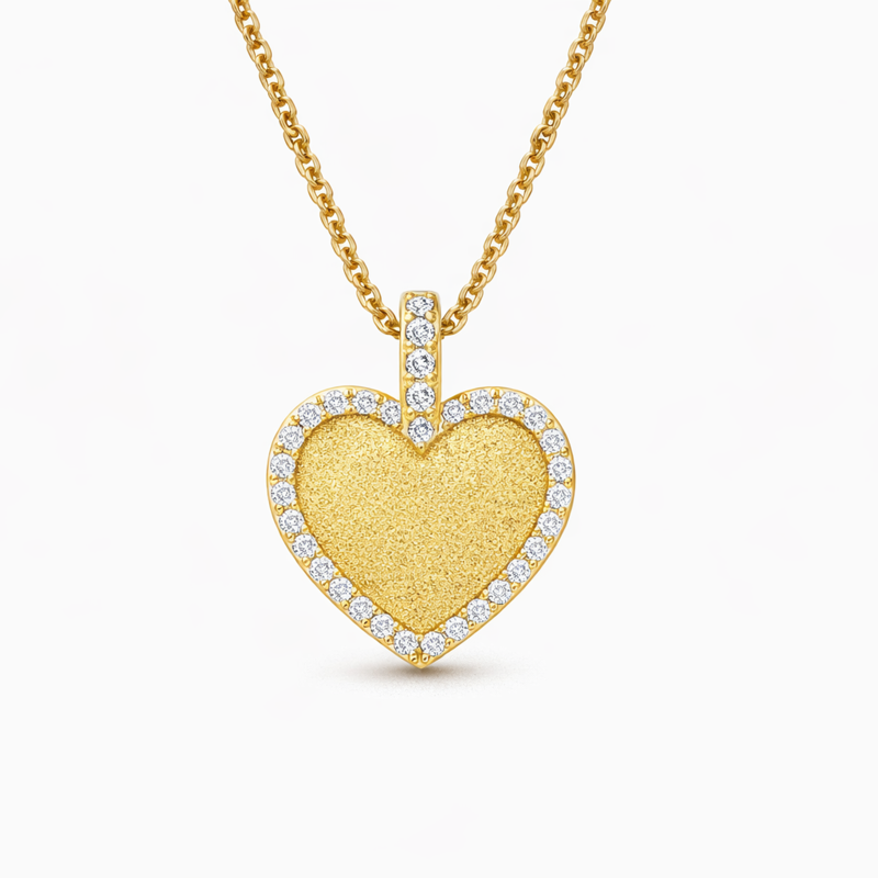 Collar con colgante de corazón de diamantes de laboratorio de oro de 14 quilates-1