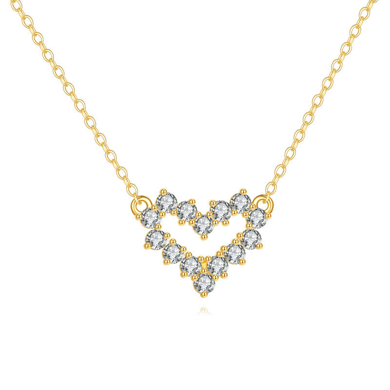 Collier pendentif cœur en or 10 carats et diamants de laboratoire-1