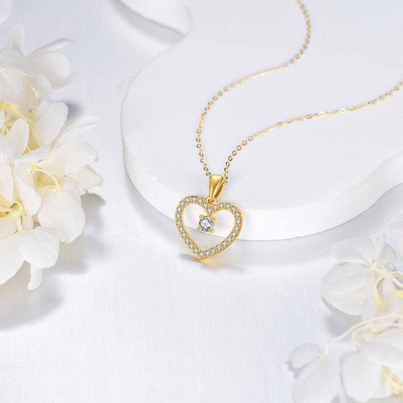 Collier pendentif cœur en diamants de laboratoire, or 10K-4