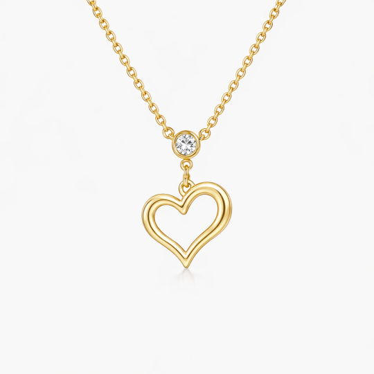 10K Gold Laboratory Diamonds Heart Pendant Necklace