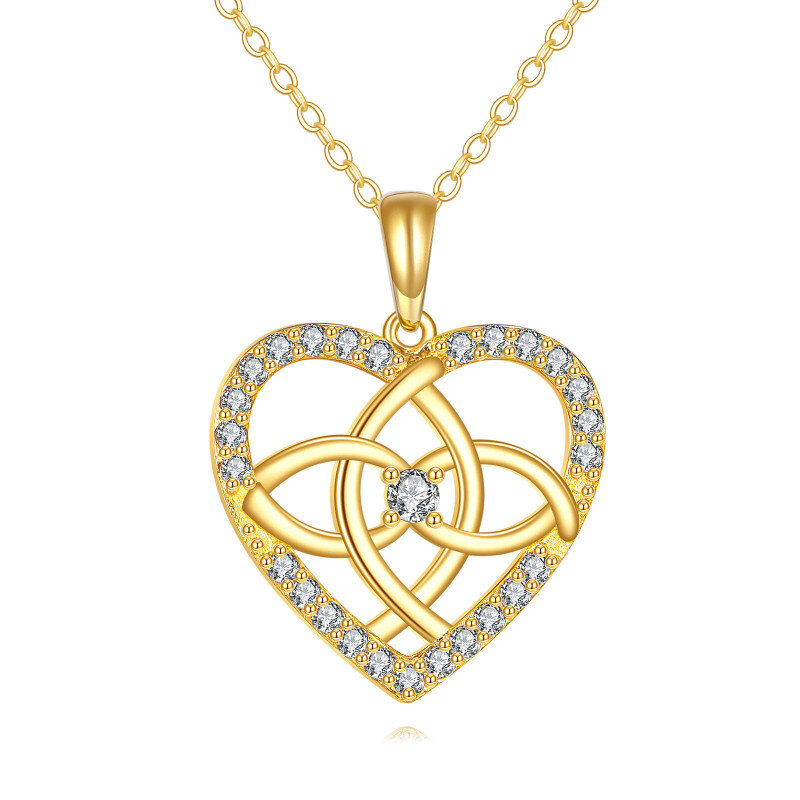 Collar con colgante de corazón de diamantes de laboratorio en oro de 10 quilates-1